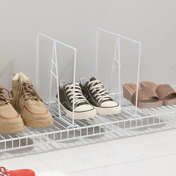 Wire Shelf Dividers - White Closet Organization & Storage Organizer - No Tool Shelf Divider for Wire Shelves - Metal Shelf Accessories – for 12“ Deep Wire Shelves – Tall 12” Height – 12 Pack