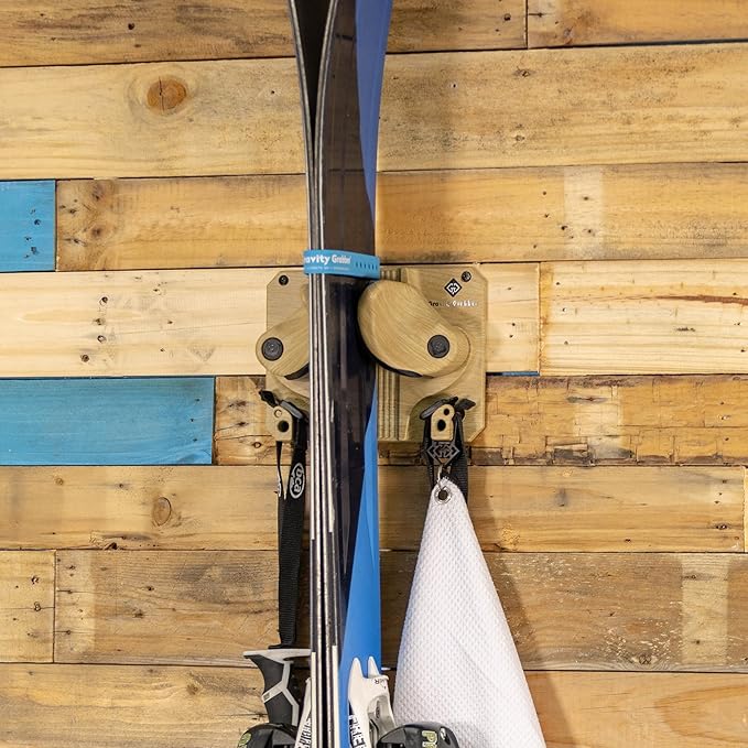 Gravity Grabber - Ultimate Wall Storage Rack for Skis and Snowboards | Damage-Free Storage | Fits Any Ski or Snowboard | (Light Wood, 1)