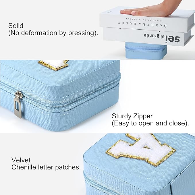 Parima New Home - Personalized Jewelry Holder Organizer for Travel | Preppy Stuff & Room Decor for Teen Girls - Letter N, Sky Blue