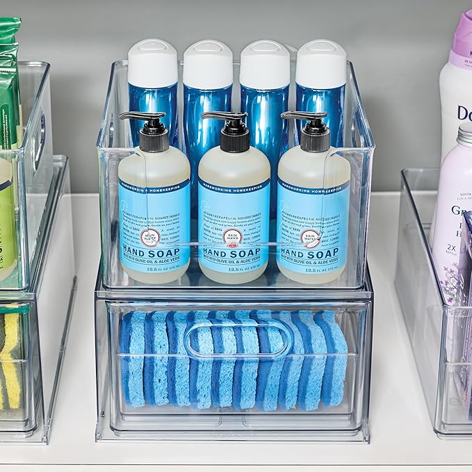 iDesign Stackable Clear Open Front Storage Bin, Easy Access Organizer for Pantry or Cabinet, 4-Pack