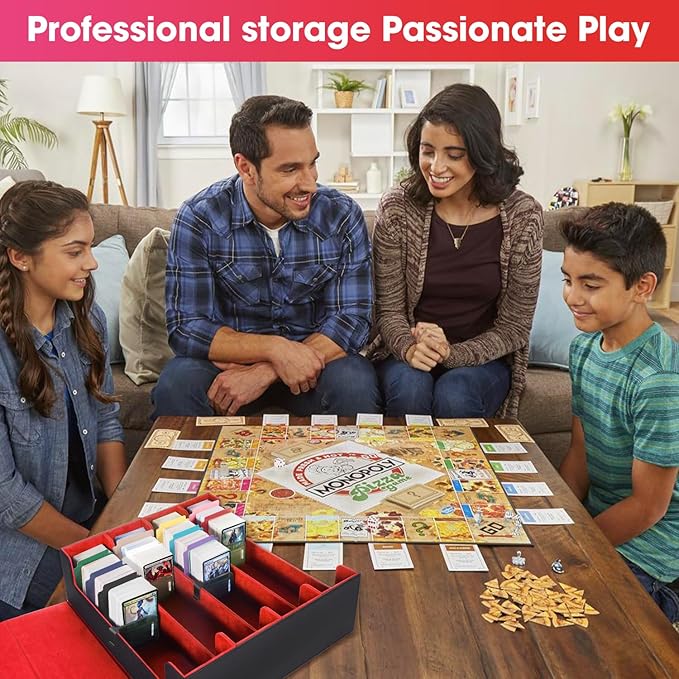 Red Card Organizer Box, 3000+ Trading Card Storage Box, PU Leather, 24 Dividers, Magnetic Closure, 4 Supporters, Card Holder Box For Game Sports Card