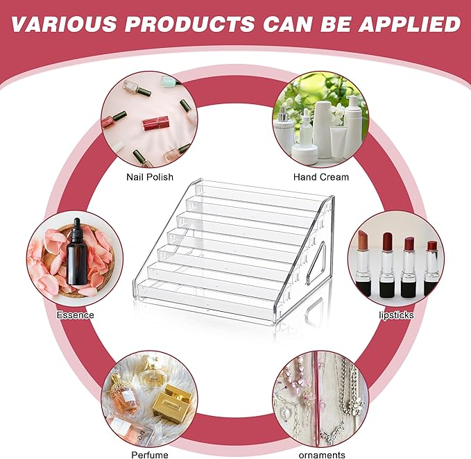 4-Tier Clear Acrylic Nail Polish Storage, Holds 32-64 Bottles, Multi-Purpose Nail Polish Rack, Sunglasses, Essential Oils and Cosmetics