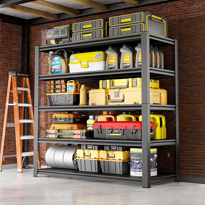 72''H Garage Shelving Heavy Duty, 2800LBS Storage Shelves, 5-Tier Adjustable Metal Shelve Storage Shelf Rack, Industrial Shelving Unit for Garage, Warehouse, Basement (59" W x 19.7" D x 72" H)