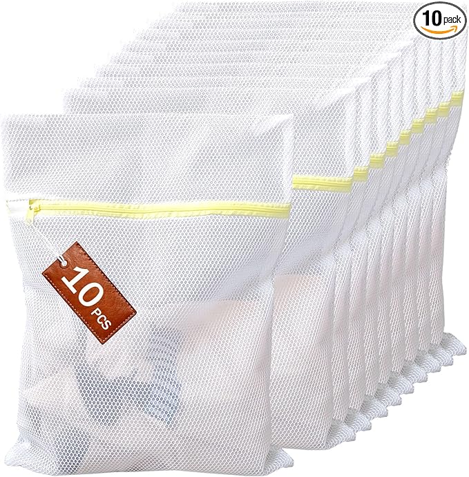 Mesh Laundry Bags for Washing Machine - 10 Pack (12x16 Inch), Double-layer Delicates Wash Protector for Lingerie Clothes