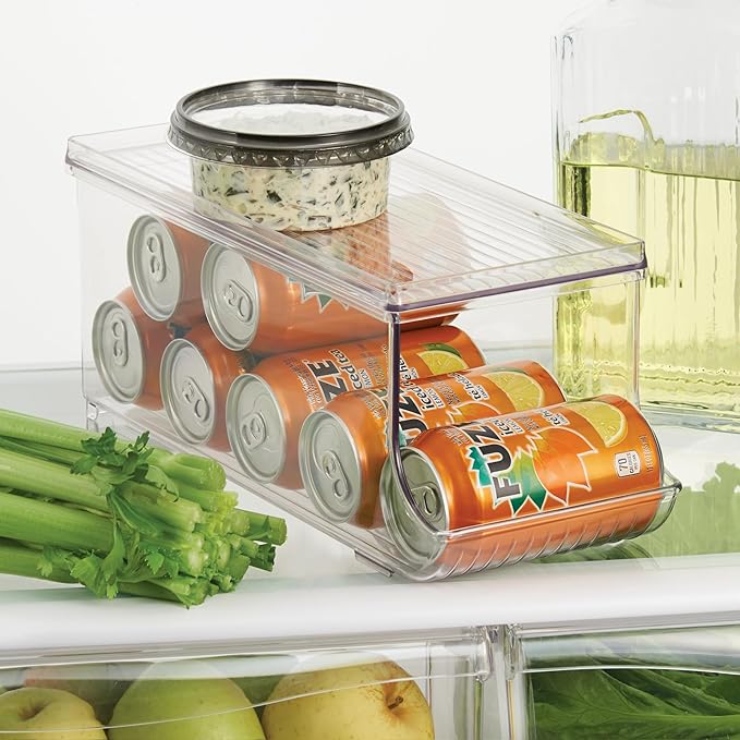 iDesign Soda Can Organizer with Lid for Pantry or Refrigerator - Clear - Made in USA