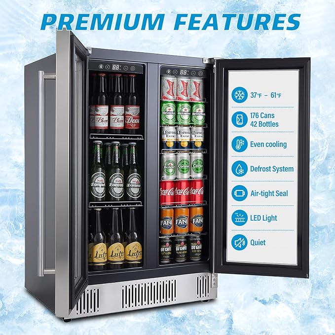 Beverage Refrigerator Cooler, 190 Can Mini Fridge Glass Door for Drinks Soda, Beer, or Wine - Small Refrigerator for Office Bedroom Home Bar, Adjustable Shelves, 6.0 Cu.Ft, Silver