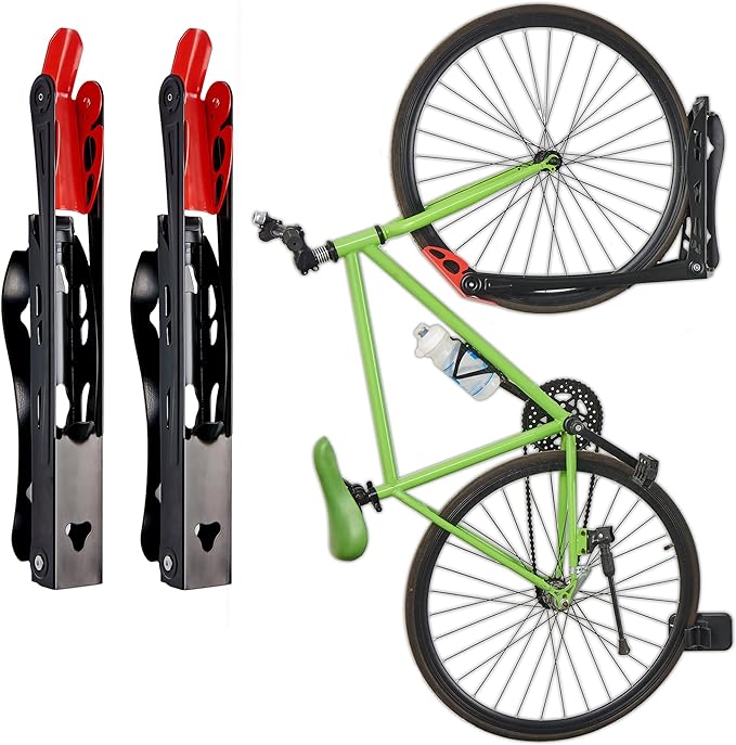 Wallmaster BIKEPAL Swivel Bike Rack, Wall Mounted Vertical Bike Storage Hanger, Space Saving for Home and Garage, 2 Pack