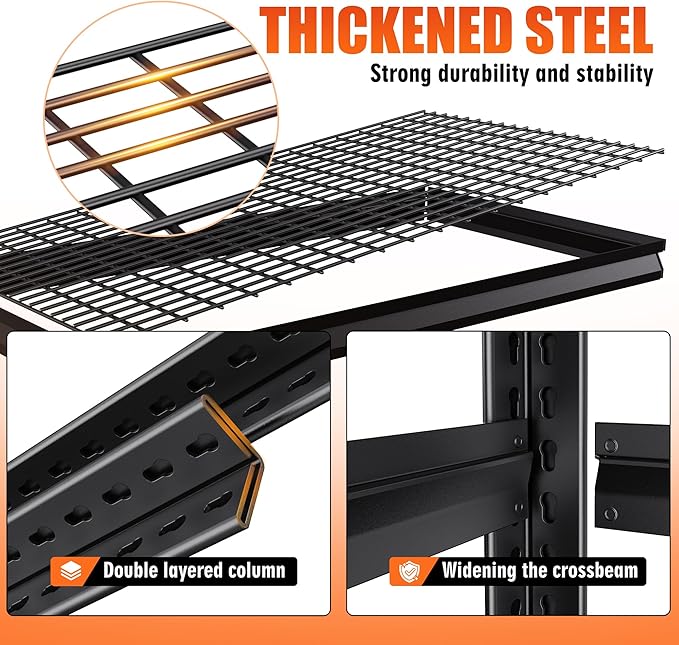 45.6"W Garage Shelving Heavy Duty Storage Shelves, 5-Tier Adjustable Metal Shelving Unit, Utility Garage Organizer Shelf for Basement, Pantry, Warehouse, Supermarket, 45.6" W x 19.7" D x 78" H