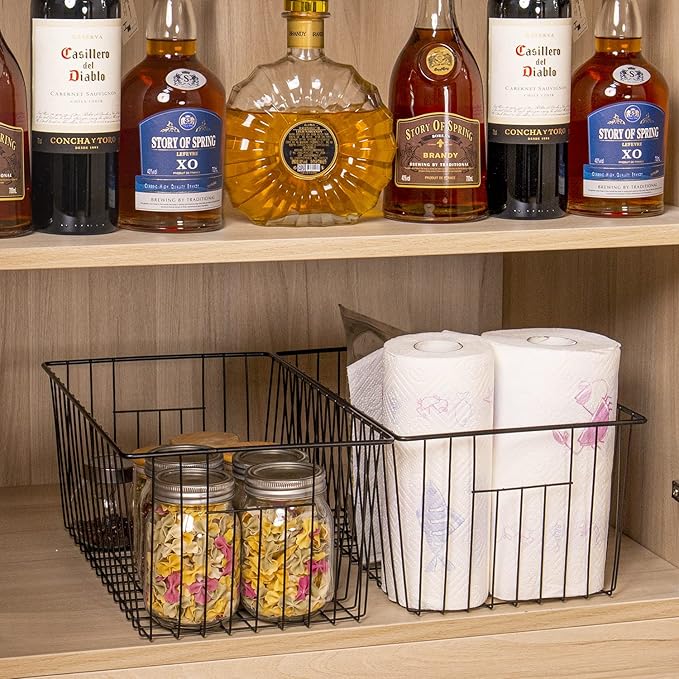 16inch Upright Freezer Organizer Baskets for 13-14,16-21 cu.ft Standup Freezer, Settle freezer chaos and reduce food waste effectively, Durable, Fully Use Space, Improve Air Circulate, Black, 6pcs