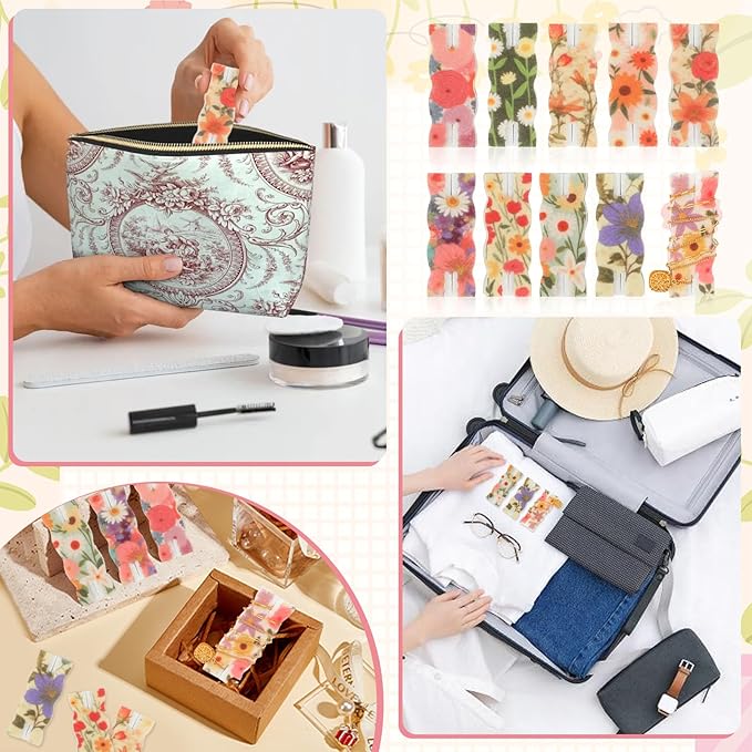 10pcs Tangle-Free Jewelry Organizer, Universal Necklace Display Card Holder, Portable Reusable Necklaces Containers Travel Organizer (Flower)