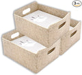 Welaxy Storage Baskets Collapsible Felt Storage bin Foldable Shelf Drawers Organizers for Kids Toys pet Toy magazine Books Clothes Closet Cabinet decluttering gift solutions (Oatmeal x 3)