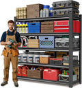 JHYKHG 72" W Storage Shelves,5-Tier Heavy Duty Garage Shelving,Adjustable Shelving Unit,Metal Shelf,Boltless Assembly Rack for Warehouse,Shed,3,000 lb Load,24 x 48 x 72 Inches,Black