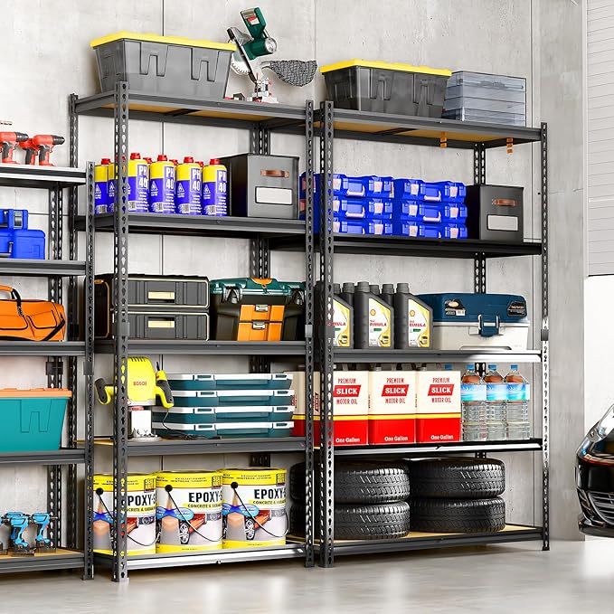 LEVELEVE 5-Tier Heavy Duty Storage Shelving Unit, 2020 lbs Capacity, Adjustable Metal Utility Shelf, 48" L x 18" W x 73" H for Garage, Kitchen, Pantry, Basement, Bathroom, Laundry,2 Pack
