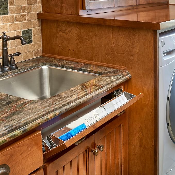 Rev-A-Shelf 28" Tip Out Tray with Soft Close for Sink Base Cabinets, Storage Organizer for Kitchen, Laundry Room, or Vanity Cabinets, 6581-28SS-SC-1