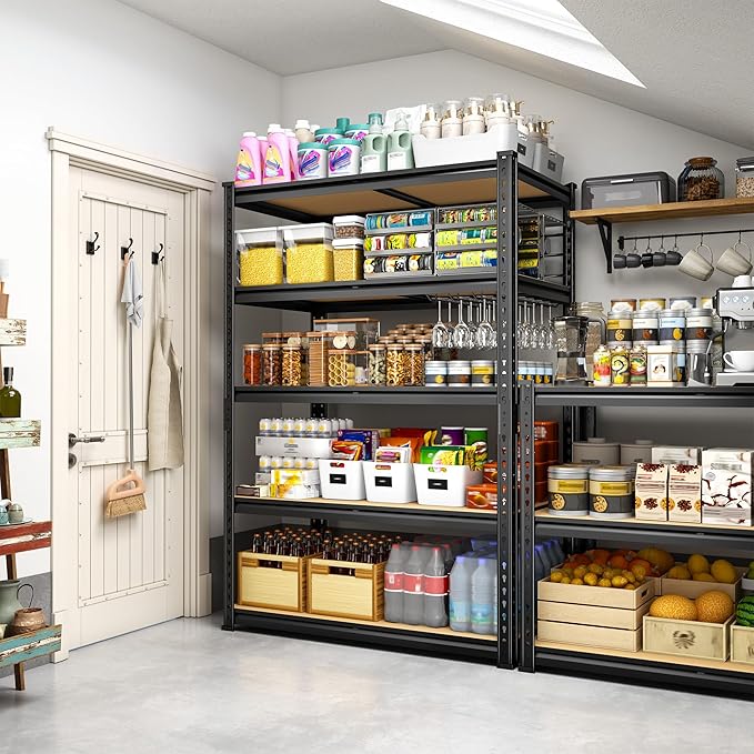 5-Tier Storage Shelves, 1980LBS Adjustable Pantry Shelves, Metal Shelving Unit for Storage, Kitchen, Pantry, Closet, Laundry, Garage, 72.06" H x 35.55" W x 15.76" D