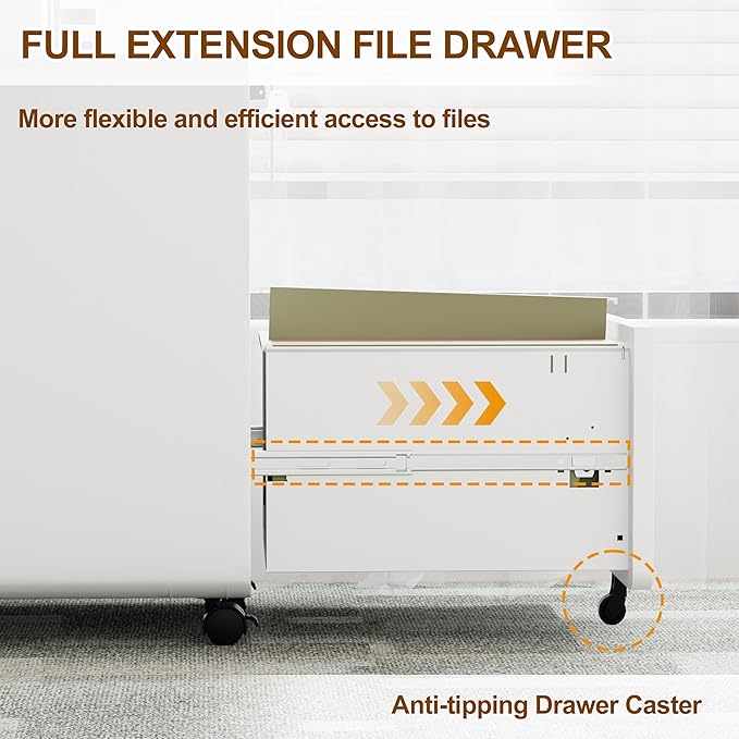 2 Drawer File Cabinet with Lock and 4 Keys, Mobile Metal Filing Cabinet, File Cabinets for Home Office, Under Desk, Pre-Assembly, File Drawer, Letter/Legal/A4 Hanging File Folders