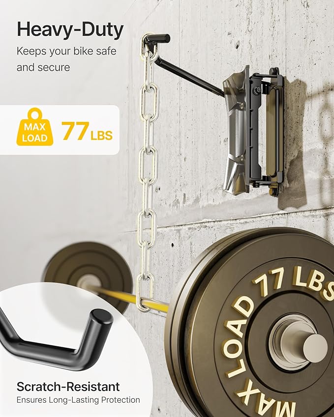 monTEK Bike Wall Mount for 4.5" Tire Width, Swivel Bike Wall Hanger Holds Up to 77lbs, Space-Saving Bike Rack Garage, Heavy Duty Bike Storage for Bedroom Home Office, 4 Pack