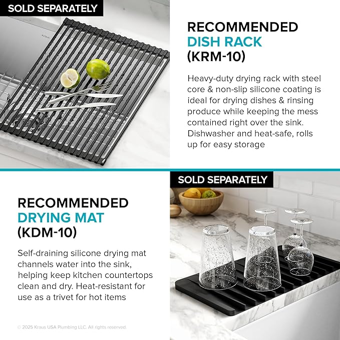 KRAUS Standart PRO 28-inch 16 Gauge Undermount Single Bowl Stainless Steel Kitchen Sink, KHU100-28