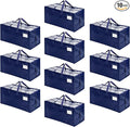 VENO 10 Pack Moving Bags w/Backpack Straps, Heavy Duty, Moving Boxes Alternative, Packing Supplies, Large Storage Totes for Dorm Room Essentials with Zipper for Clothes (Blue, 10 Pack)