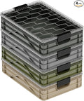 SIDIO Quarter Crate 4 Pack of Stackable Storage Bins - Organizer Bins with Dividers for Garage Organization, Home Storage - Heavy Duty Plastic Containers - 19.16” x 12.75”x 4.57” (Camo)