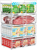 iSPECLE Freezer Organizer Bins - Fit 10 to 20 Cu.FT Deep Freezer, 4 Pack Expandable Stackable Large Chest Freezer Organizer Bins Sort Food, Easily Get Food from Bottom Better Ventilation, White