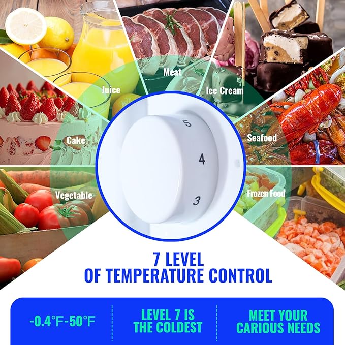 Mini Refrigerator with Freezer Small Fridge Double Door Side Drink Holder Adjustable Glass Shelves, Plastic Crisper, 7 Level Temperature Control for Bedroom, Office, Apartment White