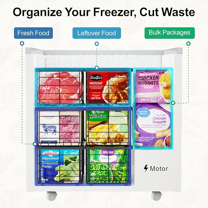 iSPECLE Freezer Organizer Bins - 3 Pack Large Deep Freezer Organizer Bins for 5 to 7 Cu.Ft Chest Freezer, Stackable Easy Access Food No More Digging, Sturdy Metal Wire Basket Not Scratch Bottom, Black