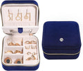 S.Leaf Travel Jewelry Organizer Boxes for Women Small Portable Necklace Earrings Bracelet Rings Travel Case Best Friend Birthday Gifts for Women Trendy (06_Suede_Touch_Navy)