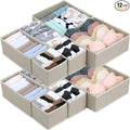 SHENLIU 12 Pack Foldable Cloth Storage Box, Drawer Organizer Clothes, Underwear Organizer, Closet Organizers and Storage Dresser Dividers for Clothes Underwear Bras Socks Lingerie Clothing, Beige
