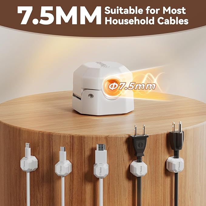 8 Pack Rotatable Cable Clips,Spring Cord Organizer Desk Cable Management Cord Holder Adhesive Phone Charger Cord Clips for Home Office Car Wall Nightstand Accessories White