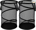 BATTOO 2 Pack Large Collapsible Laundry Basket Foldable Mesh Pop Up Hamper with Handles for Laundry Room, Bathroom, Kids Room, College Dorm, Travel, Storage Organizer Black