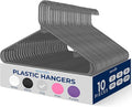 SereneLife Premium 10 Pack Plastic Hangers, Lightweight, Durable, Space Saving Clothes Organizers, Suitable for Shirts, Sweaters, Hoodies, Dresses, Kids Clothes, Good for Home Organization (Gray)