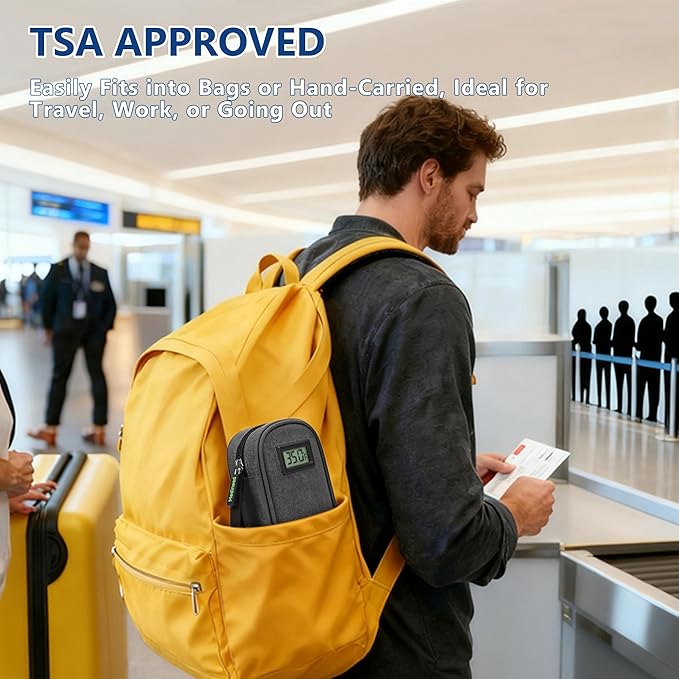 Insulin Cooler Travel Case TSA Approved with Temperature Display – Diabetic Medication Travel Case with 2 × 90g Ice Packs, Portable Medicine Organizer for 3–4 Insulin Pens and Diabetic Supplies(Grey)