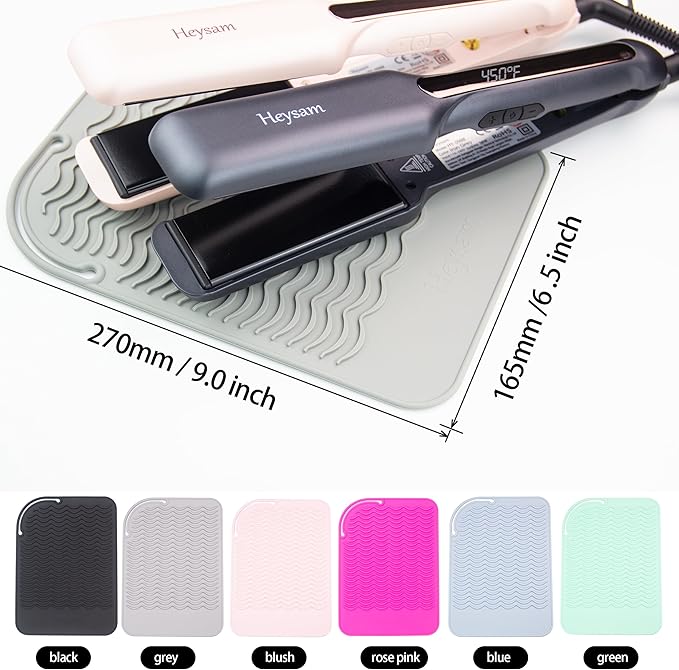 Heysam Flat Iron Case Travel Essentials Hair Straightener and Hair Curler 2-in-1, Heat-Resistant Silicone Mat Curling Iron for Hot Hair Tools, 9.0 x 6.5 inches, Multiple Colors