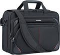 KROSER Laptop Bag 17.3 Inch Premium Laptop Briefcase, Expandable Water Repellent Laptop Shoulder Messenger Bag Durable Computer Case for Business/Travel/Men/Women (Black/Red)