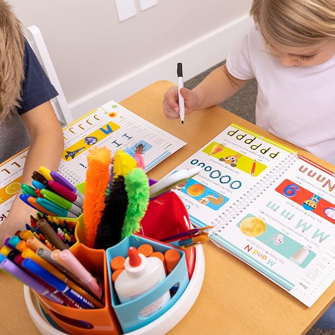 Hapinest Rotating Art Supply Organizer - Crayon, Marker & Pencil Storage Solution for School Teachers & Classroom Crafts - Rotating Desk Organizer Caddy