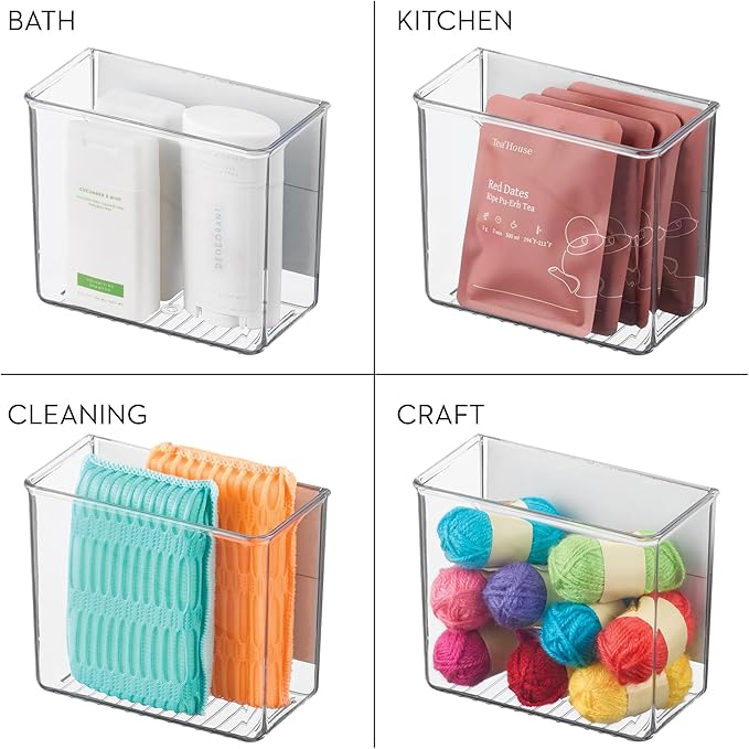 iDesign Magnetic Small Clear Plastic Organizer Bins for Laundry Room Storage