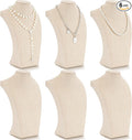 Kigley 6 Pcs Linen Necklace Display Bust Jewelry Holder Necklace Retail Mannequin Display Stand for Jewelry Selling Vendors Shows (11.4 x 6.9 Inch)