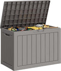 45 Gallon Outdoor Storage Deck Box Waterproof,Garden Tool,Backyard Cushion,Poolside Storage,Small Delivery Boxes for Outside,UV-Resistant & All-Weather,Wood-like Striped Gray