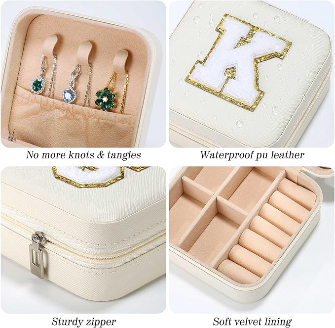 Parima Travel Jewelry Organizer for Women | Necklace, Earring, Ring Organizer | Women's Travel Gifts - Letter W, White