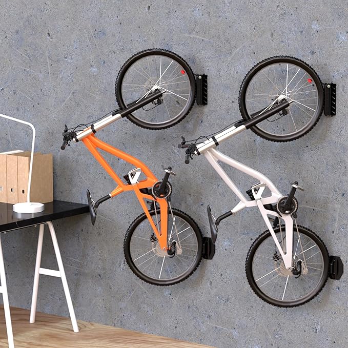 Swivel Bike Wall Mount, Bike Hangers for Garage, Space-Saving Bike Storage, Sturdy Bicycle Rack Can Holds Up to 77 lbs, Easy Install, 2 Pack