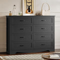 8-Drawer Dresser for Bedroom, Modern Wooden Chest of Drawers with Metal Handles, Anti-Tipping Design, Sturdy and Stable Storage Organizer for Living Room, Entryway, Home Office, Standard