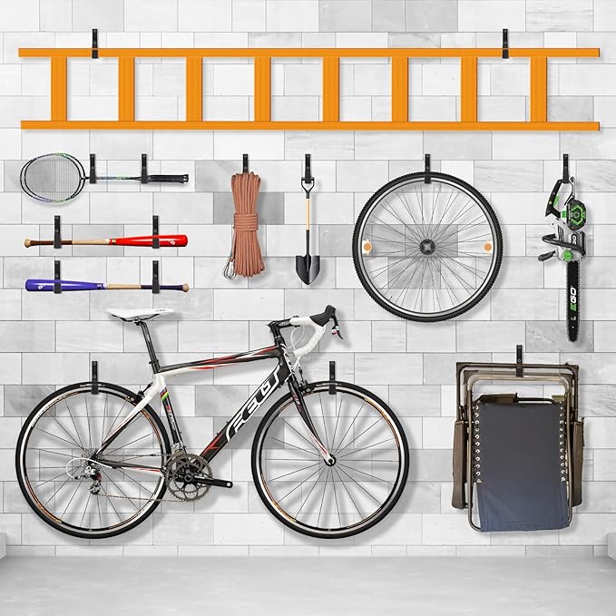 Heavy Duty Wall Hooks, Utility Hooks, Tool Organizer - Large Steel U Hooks for Garage & Garden, Hose Hanger (2 Pack)