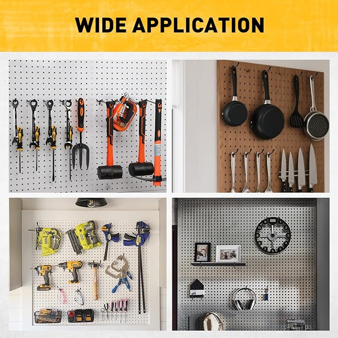 ELEAD 66-Piece 2/4/6 Inch Extra Thick Pegboard Hooks, Heavy Duty Peg Board Organizer Accessories, Peg Board Tool Hangers Fit for 1/4" Pegboard Hanging Tools Garage, Workshop, and Craft Storage