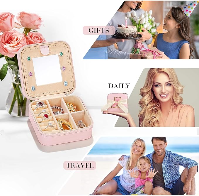 Parima Gifts for Girls - Gifts for Teen Girl Trendy Stuff, 6,7,8,9,10,11,12 Year Old Girl Birthday Gift Travel Jewelry Box Organizer Gifts 2025 - Letter A, Pink