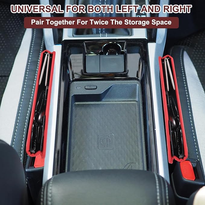 HARFINGTON Car Seat Gap Filler Organizer 11.5 x 8 x 2.1 Inch Leather Universal Car Organizer Storage Box Between Seat and Console for Phone Sunglasses Keys, Black