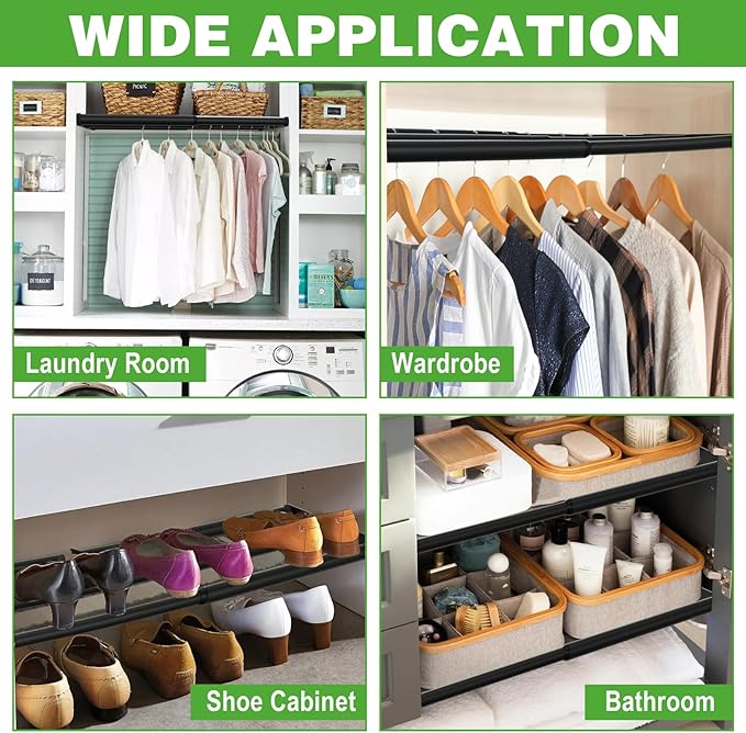Expandable Closet Shelf, 16-39 Inches Metal Closet Rod Organizers and Storage Shelves Space Saving DIY Divider Separator for Cabinet Wardrobe