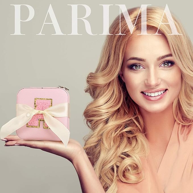 Parima Small Jewelry Box for Girls, Travel Initial Girls | Organizer Case Mini Box-Initial R Pink