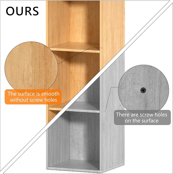 5 Cube Storage Organizer, 5 Tier Vertical Cube Bookcase Freestanding Storage Display Organizer for Home Office, Five Cubes Open Shelf Bookshelf (Oak, 5 Cube)