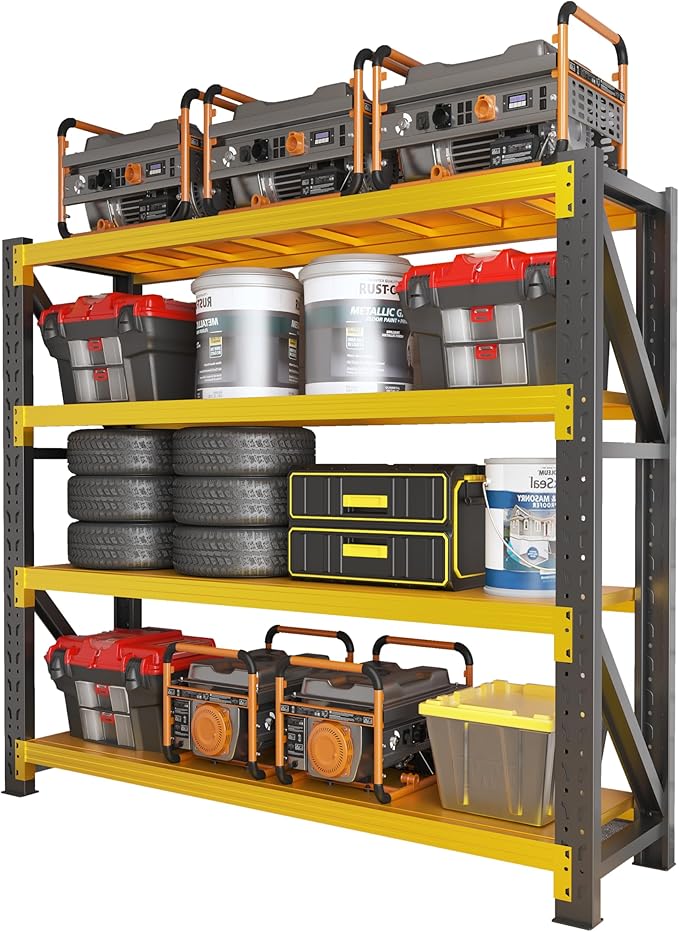 4000LBS Garage Shelving Heavy Duty, 79” H Storage Shelves, 4-Tier Adjustable Metal Storage Shelves, Steel Industrial Shelving Unit, Metal Shelving for Garage, Basement, Warehouse (41.5x20x79in)